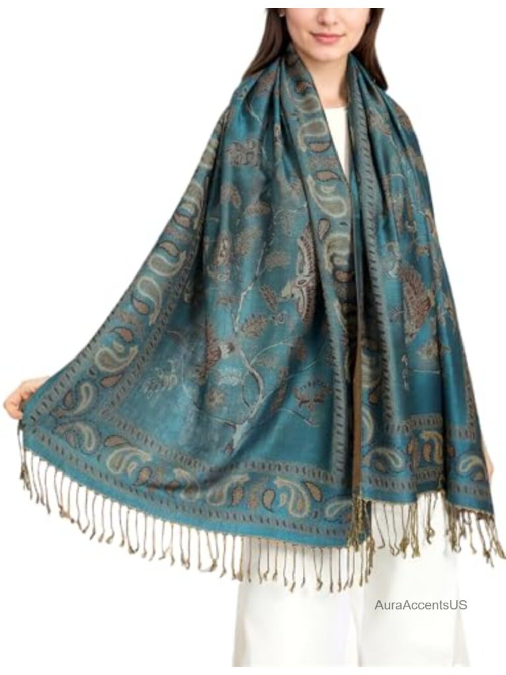 Reversible Pashmina Shawl Wrap Acrylic Viscose Women's Scarf